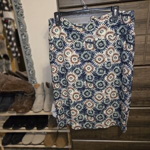 LuLaRoe Women's Pencil Skirt in Blue and Cream Floral
